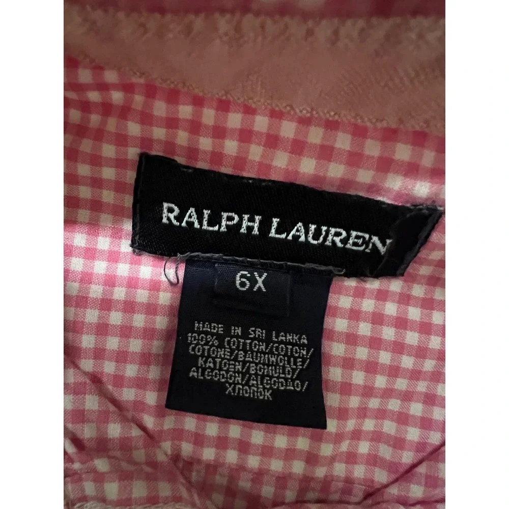 Ralph Lauren Sleeveless Shirt Pink Gingham Peplum Vintage 6X